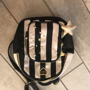Betsey Johnson black and whit stripe star backpack
